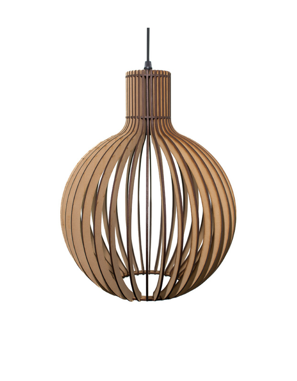 COLGANTE MADERA GLOBO 30X40 E27